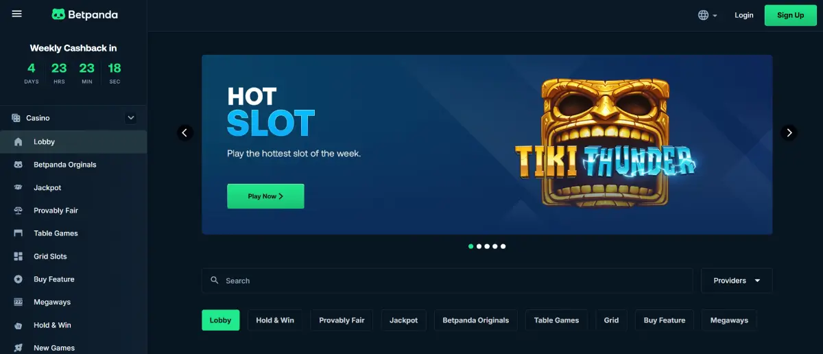 BetPanda casino homepage