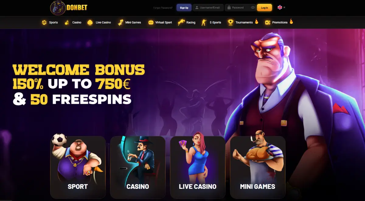 Donbet casino homepage