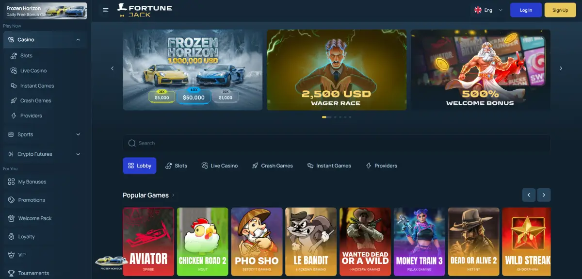 FortuneJack casino homepage