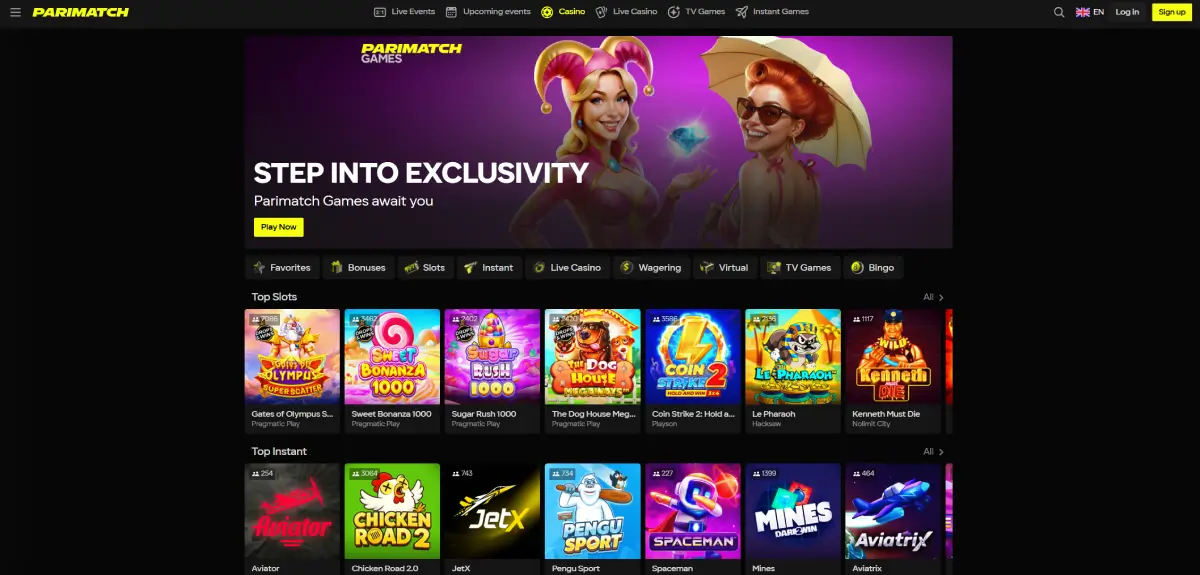 Parimatch Casino homepage