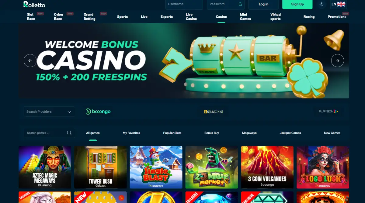 Rolletto Casino homepage